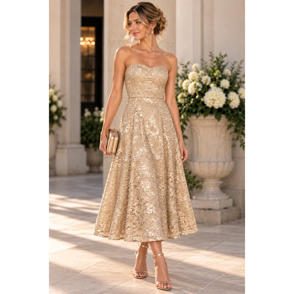 NWT Lilly Pulitzer Gold Lace Formal Dress 6 Wedding Bridesmaid Evening $378